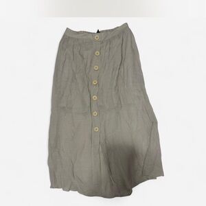 BCX Khaki Button-Front A-Line Skirt